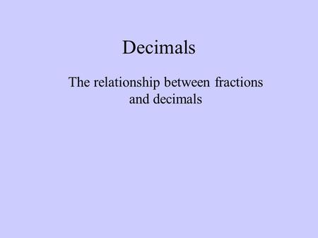 The relationship between fractions and decimals