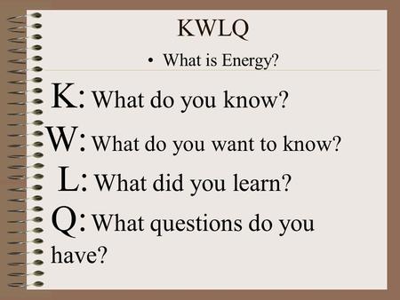 W: What do you want to know? L: What did you learn?
