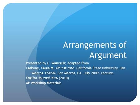 Arrangements of Argument