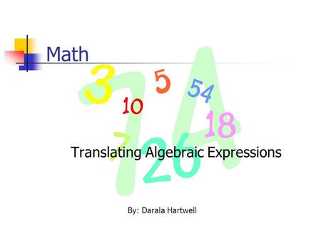 Translating Algebraic Expressions