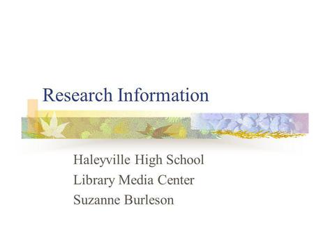 Haleyville High School Library Media Center Suzanne Burleson