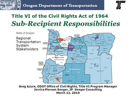 State of Oregon Regional Transportation System Stakeholders