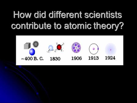 How did different scientists contribute to atomic theory?