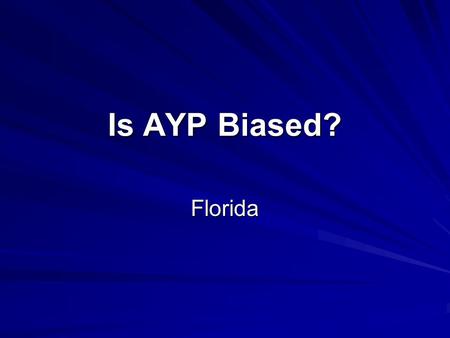Is AYP Biased? Florida. r = -.86** Excludes alternative, charter, and combination schools Level of significance: ** 