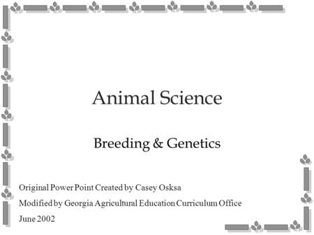 Animal Science Breeding & Genetics