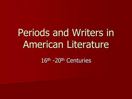 eras of american literature