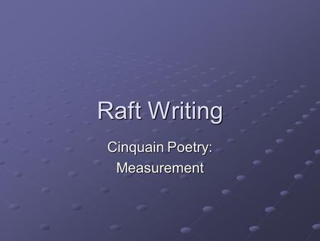 Cinquain Poetry: Measurement