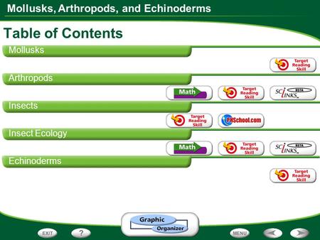 Table of Contents Mollusks Arthropods Insects Insect Ecology