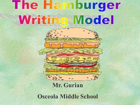 The Hamburger Writing Model Mr. Gurian Osceola Middle School.