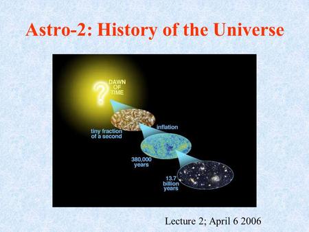 Astro-2: History of the Universe Lecture 2; April 6 2006.