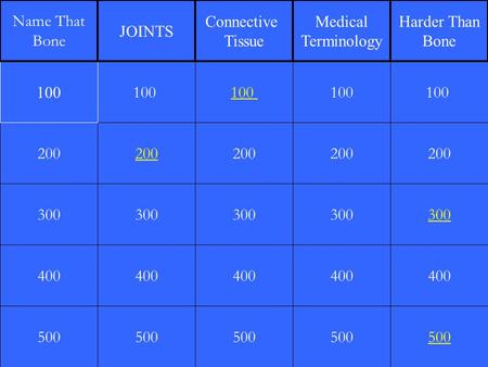 Name That Bone JOINTS Connective Tissue Medical Terminology