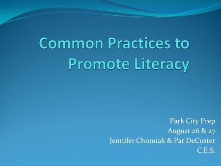Common Practices to Promote Literacy