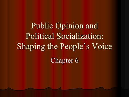 Public Opinion and Political Socialization: Shaping the People’s Voice