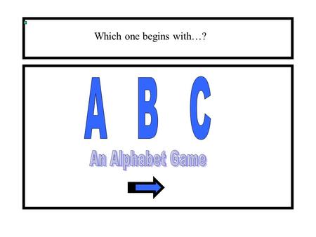 Which one begins with…? A B C An Alphabet Game.