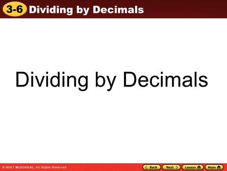 Dividing by Decimals.