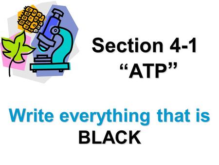Section 4-1 ATP Section 4-1 ATP Write everything that is BLACK.