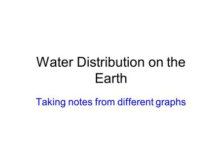 Water Distribution on the Earth Taking notes from different graphs.