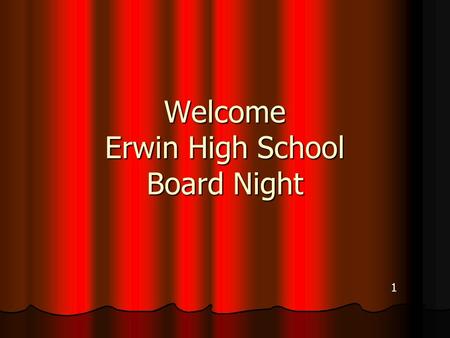 Welcome Erwin High School Board Night 1. Graduation Project Information All English IV Students All English IV Students Counts ¼ of their English IV Grade.