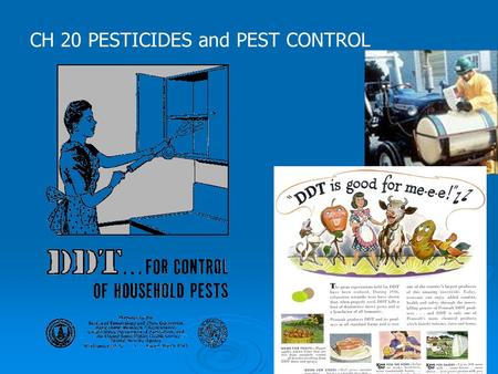 CH 20 PESTICIDES and PEST CONTROL. 1 st Generation Pesticides- 2 nd Generation Pesticides- 20-3 Problems w/ Pesticides 1. 2. 3.4 only 2-.1% reach crop.