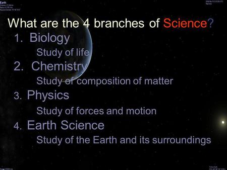 What are the 4 branches of Science?