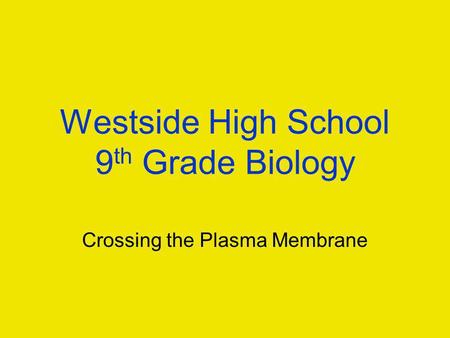 Westside High School 9th Grade Biology