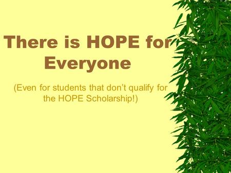 There is HOPE for Everyone (Even for students that dont qualify for the HOPE Scholarship!)