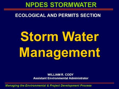 Storm Water Management