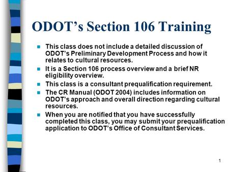 ODOT’s Section 106 Training