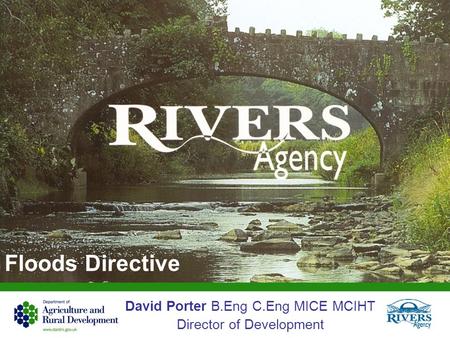 Floods Directive David Porter B.Eng C.Eng MICE MCIHT Director of Development.