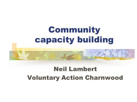 Community capacity building Neil Lambert Voluntary Action Charnwood.