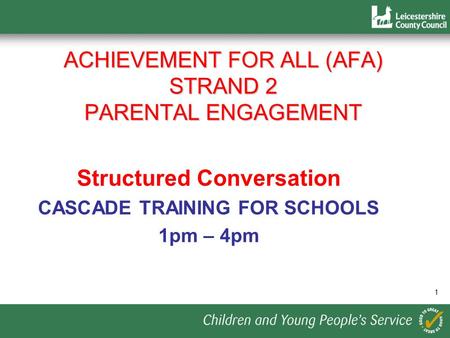 Achievement for All (AfA) Strand 2 parental engagement