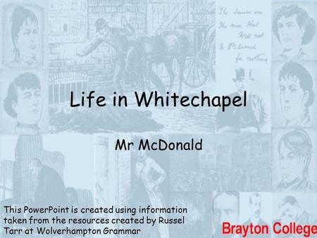 Life in Whitechapel Mr McDonald
