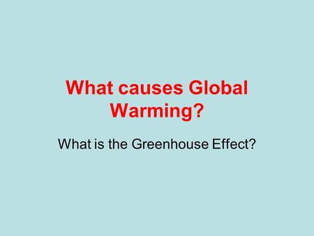 What causes Global Warming?