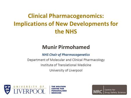 NHS Chair of Pharmacogenetics