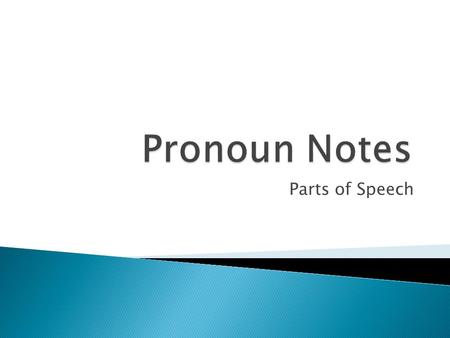 Pronoun Notes Parts of Speech.