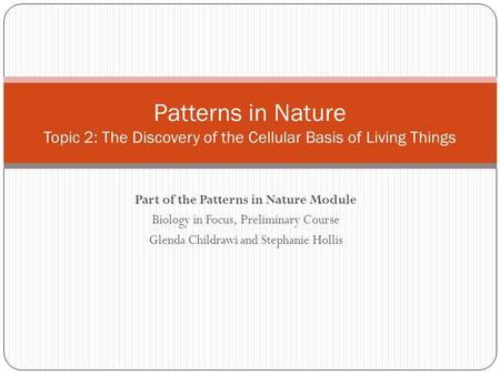 Part of the Patterns in Nature Module