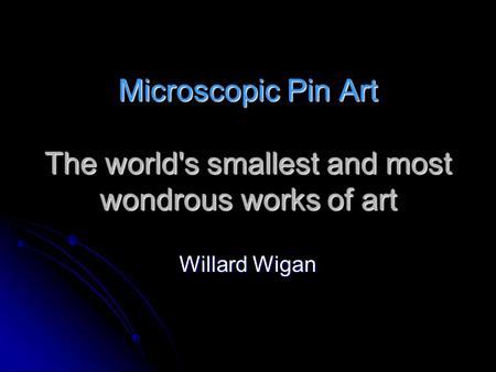 Microscopic Pin Art The world's smallest and most wondrous works of art Willard Wigan.