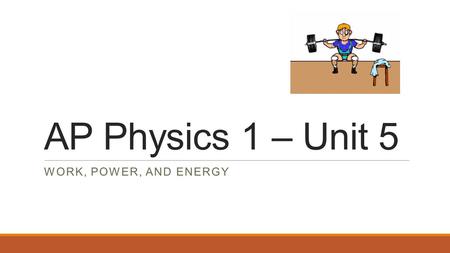 AP Physics 1 – Unit 5 WORK, POWER, AND ENERGY. Learning Objectives: BIG IDEA 3: The interactions of an object with other objects can be described by forces.