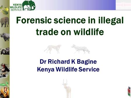 Forensic science in illegal trade on wildlife Dr Richard K Bagine Kenya Wildlife Service.