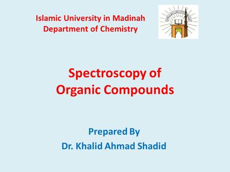 Spectroscopy of Organic Compounds