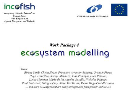 Integrating Multiple Demands on Coastal Zones with Emphasis on Aquatic Ecosystems and Fisheries Work Package 4 Team: Birane Samb, Cheng Heqin, Francisco.