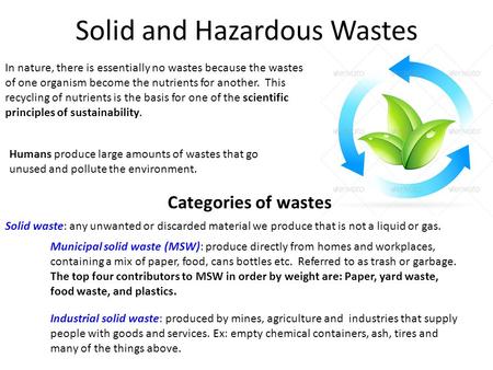 Solid and Hazardous Wastes