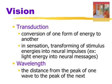 Vision Transduction Wavelength