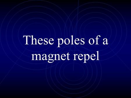 These poles of a magnet repel. Like poles Poles on a magnet that attract.