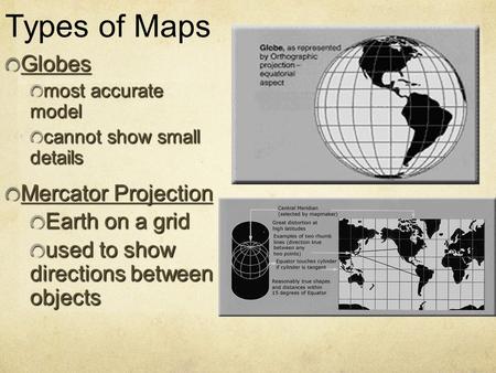 Types of Maps Globes Mercator Projection Earth on a grid