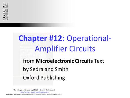 Chapter #12: Operational-Amplifier Circuits