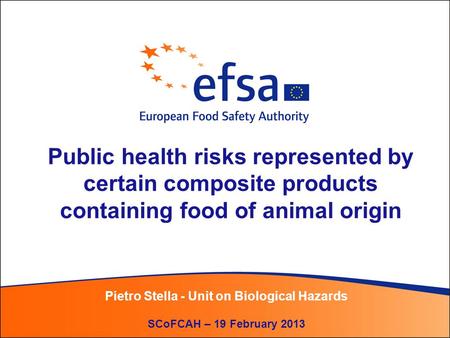Public health risks represented by certain composite products containing food of animal origin Pietro Stella - Unit on Biological Hazards SCoFCAH – 19.