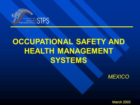 OCCUPATIONAL SAFETY AND HEALTH MANAGEMENT SYSTEMS March 2003 MEXICO.