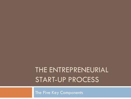 The Entrepreneurial start-up process
