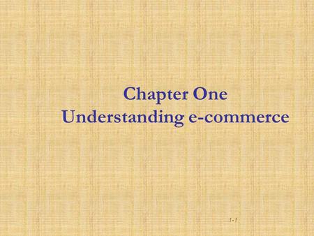 Understanding e-commerce